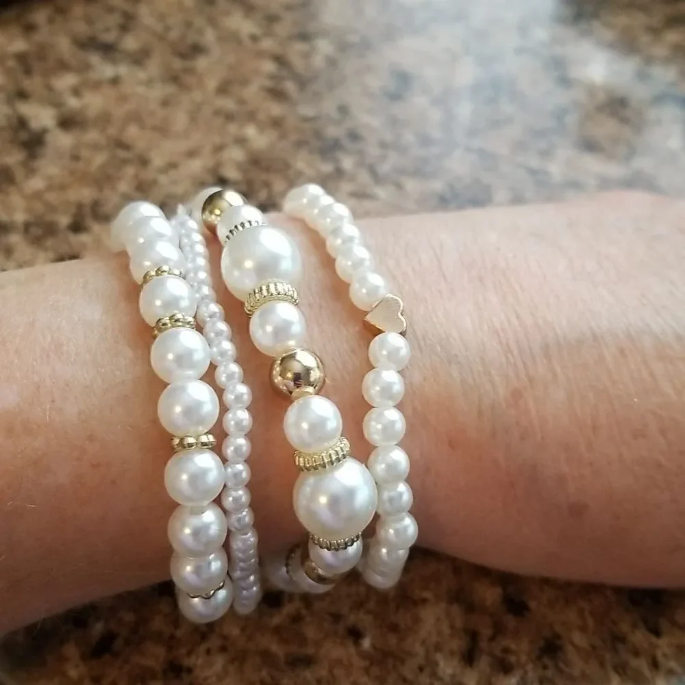 ❤️  4 piece stretch bracelet pearls